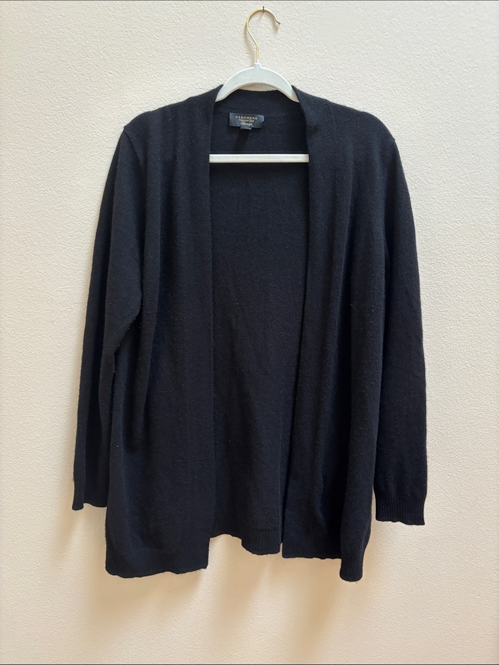Charter Club Luxury 100% Cashmere Black Open Front Cardigan‎ Size L (EUC)